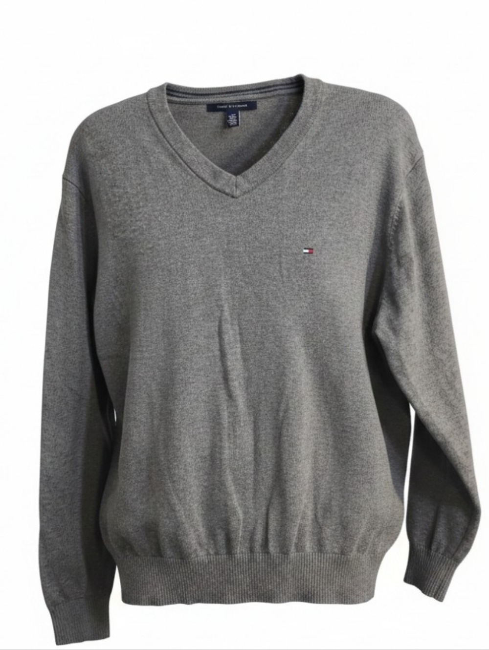 Tommy Hilfiger Men's Heather Gray V-Neck Sweater EUC